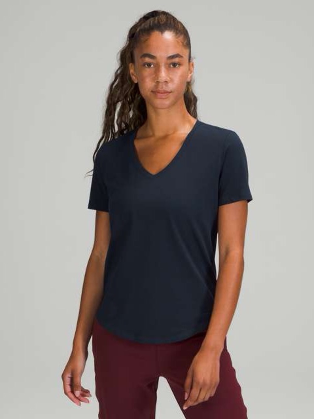 lululemon athletica Love V-Neck Short Sleeve Top in Charcoal/Navy/Black